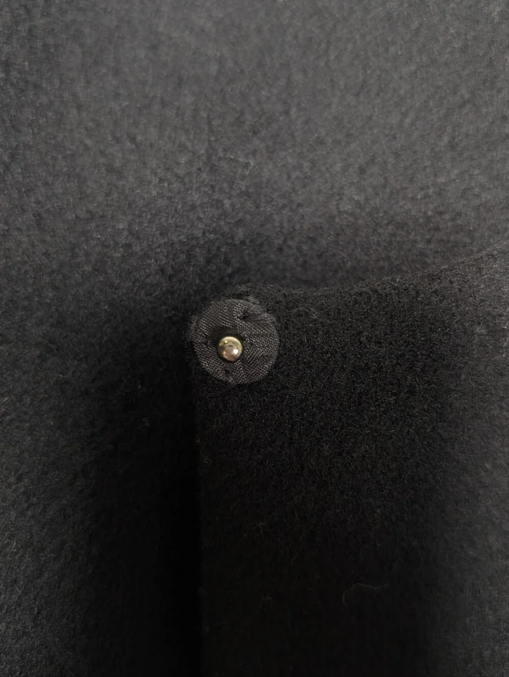 Vintage 100% Pure Wool Long Black Peacoat 8 Quiet Luxury Collarless Minimalist